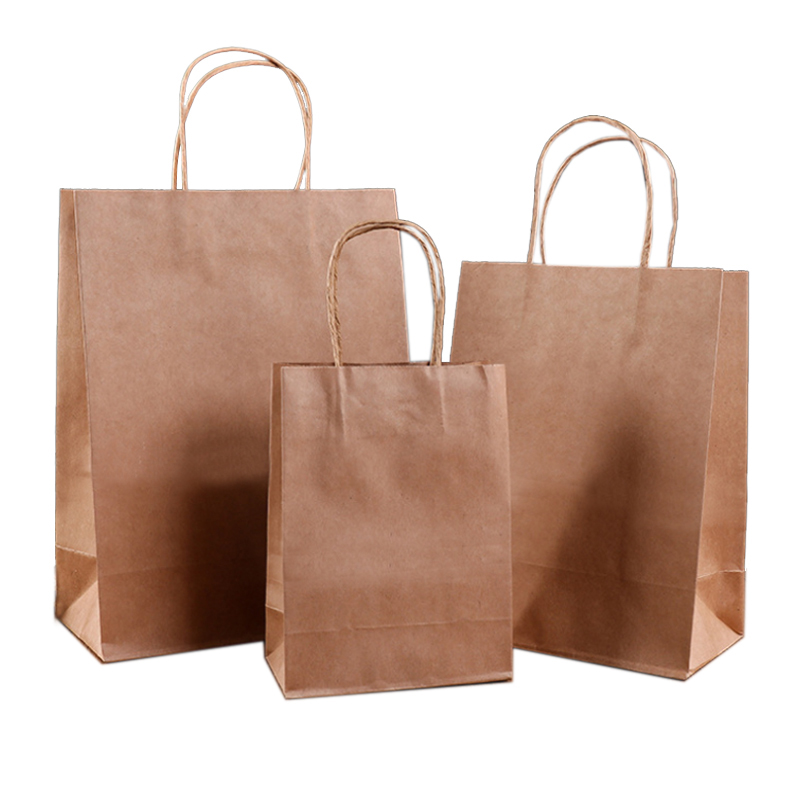 Recycled Lighweight Cheap Kraft Paper Gift Bags Shopping Bag Bulk with Handles Manufacturer Wholesale