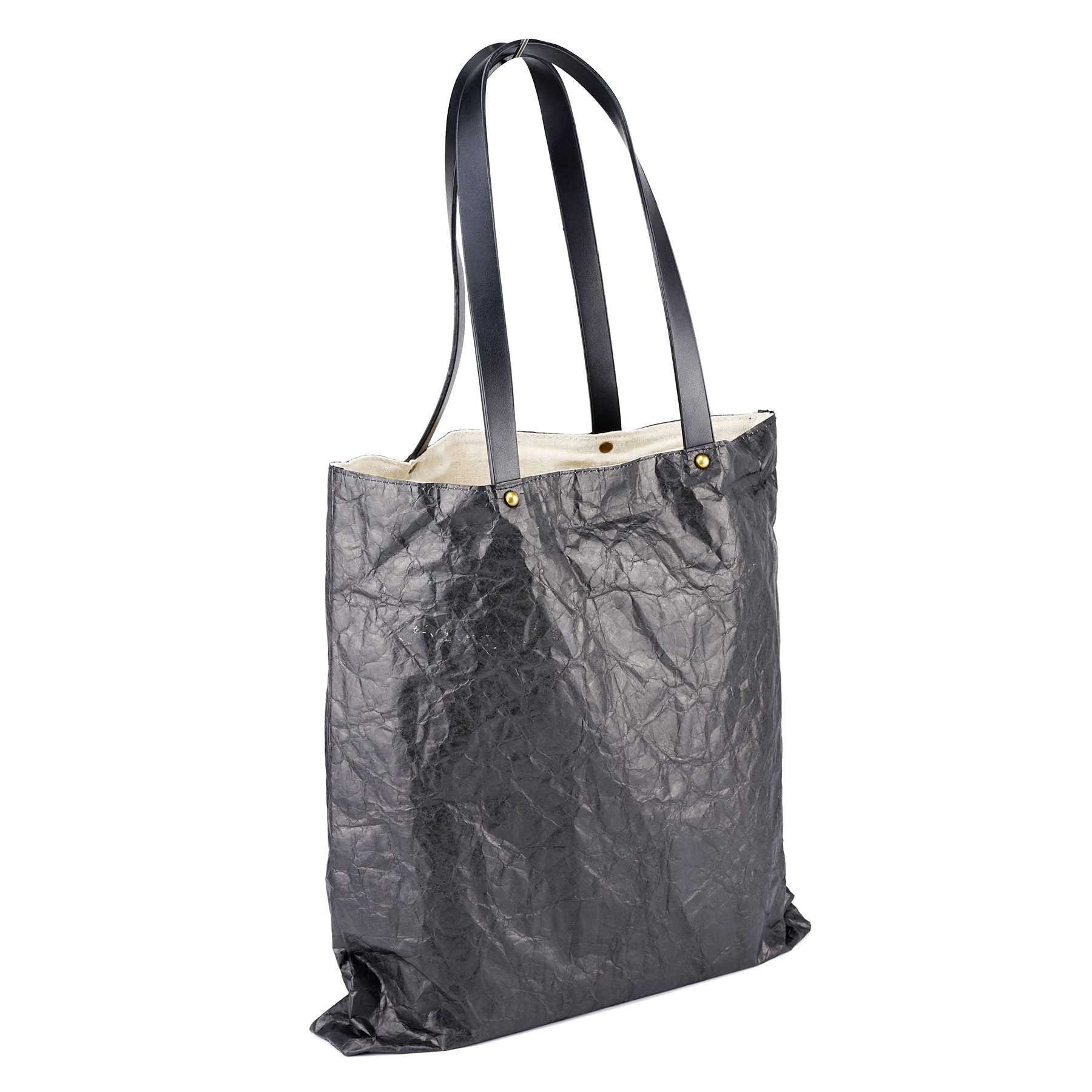 Eco-friendly Washable Heavy Duty Tyvek Bag with Canvas Inside PU Leather Handle 