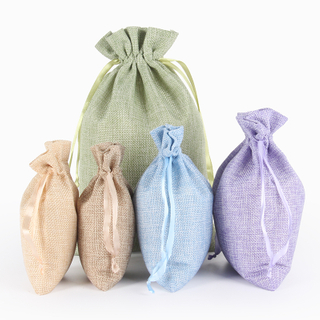 Customise Portable Reusable Jute Bags Grocery Bag Gift Bag With Drawstring in Different Colors Manufacturer 