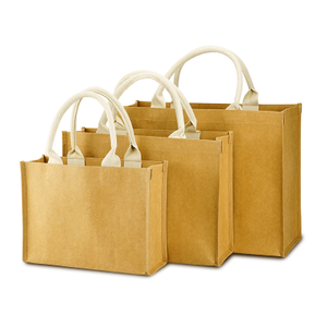  Fashion Lightweight Washable Waterproof Kraft Paper Tote Bag Grocery Bag Eco Friendly