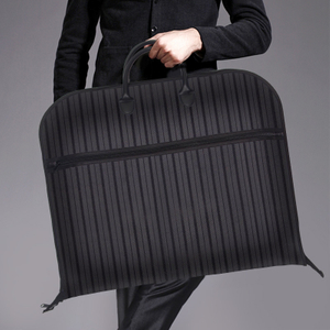 Foldable Durable Thick Oxford Fabric Suit Bag Garment Bag With PU Leather Handles Metal D Ring for Business 