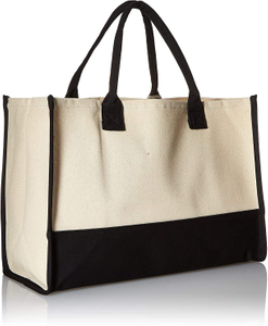 Classic Black and White Initial Canvas Tote Bags Shopping Bag Functionable Bag with Shoulder Strap 