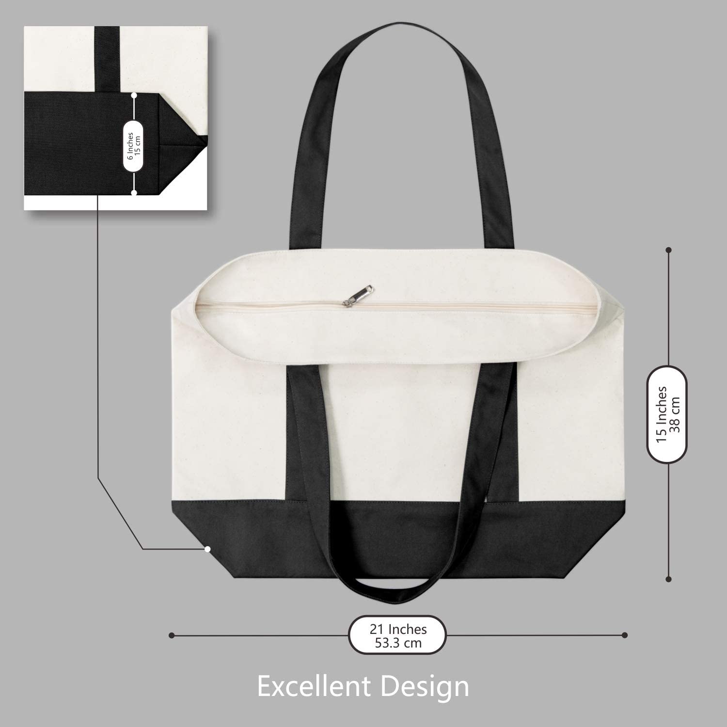 Stylish Canvas Tote Bag with an External Pocket Top Zipper Closure Daily Essentials Bag Manufacturer