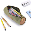  Canvas Simple Pencil Case Bag Pouch Durable with Brass Zipper Match Color Design-Green 