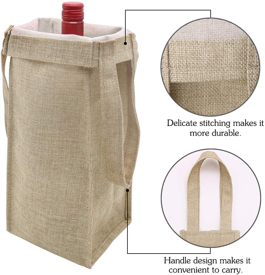 Eco friendly Jute Wine Bags Bottle Bags with Handle for Wedding Birthday Party Festival Gift Favors Manufacturer 